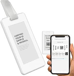 E-Paper Business Card Name Badges (NFC & APP Refresh) Digital Note Labels,Price Tags,Employee Badge with Foldable Bracket & Hook for Table Standing and Hanging, Android Only,2.13 Inch (2 Colors Only)