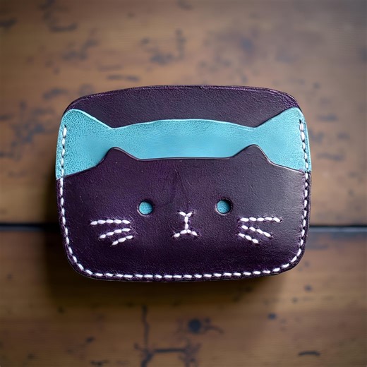 Handmade Leather Cat Card Wallet – Cat Face Design - Etsy Canada