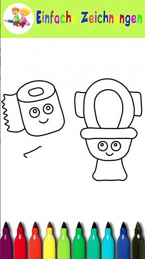 Wie man ganz einfach eine Toilette zeichnet, Malbuch für Kinder und Kleinkinder