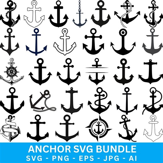 Navy Anchor SVG Bundle, Nautical Clipart, Vector Graphics (digital Download) - Etsy