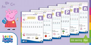 Peppa Pig: Letter Formation Worksheets s, a, t, p, i, n, m, d [Ages 3-5]