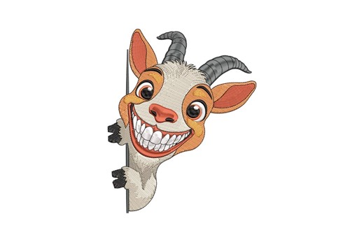 Peeking Goat Embroidery Design, Funny Animal File, Smiling Ram Pattern, Machine Embroidery, Instant Download - Etsy