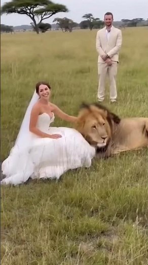 Wedding Photoshoot Gets Interrupted by a Lion Moment!
