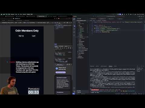 Day 102 learning web dev: Full-stack auth app | study, code, hangout