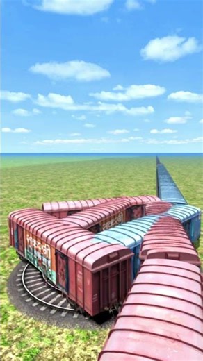 Crazy Massive Train On Curved Diamond Giant Circle 🤯🔥 BeamNG Train simulator 3D #shorts