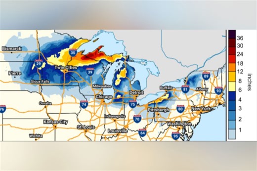 Winter storm map shows states where heaviest snow is expected