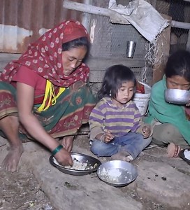 231K views · 1.3K reactions | A mother cooks dried meat and feeds her children in the rural areas of Nepal | Nature Cooking | Facebook