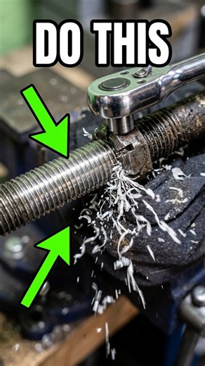 Drill & Nut Hack: Instantly Restore Clogged Bolt Threads 🚗 #autorepair #automobile #diymechanic