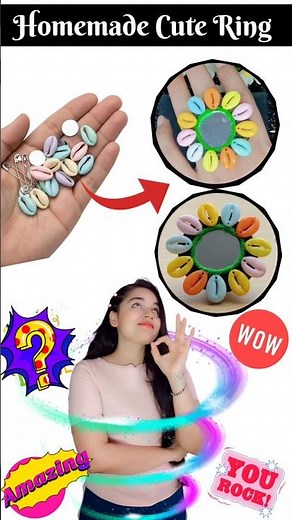 🤯 Diy Colorful Boho Navratri Ring 🤩| How to Make Handcrafted Cowrie Shell Ring for Garba #kateyegirl