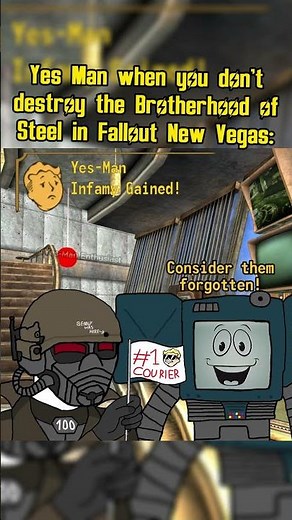 Yes Man when you don't destroy the brotherhood of steel in Fallout new vegas #fallout #memes #shorts