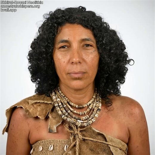 📌 Disclaimer | This is not an Amazigh woman nor is she a representative of the North African idigenous population prior to foreign migrations and even post-migrations according to the study made in 2023  where this skeleton was excavated it states that this woman (SKH001) had an ancestry which composed 76% Levant Natufian DNA and only 23,6% North african IBEROMAURUSIAN ancestry . today , the highest amounf of Natufian DNA found in Northwestern africa is around 40% in some places where Arab trib