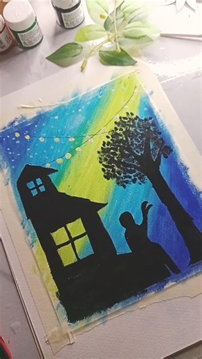 Night Scenery drawing 😜😄🤗😄#art #youtubeshorts #trending #viral #shorts #shortsfeed #scenery #shorts