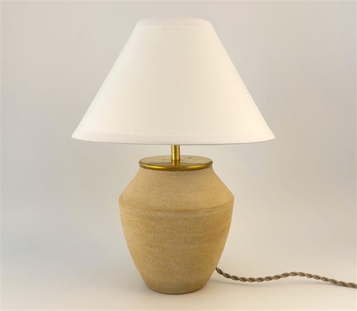 Handcrafted Ceramic Table Lamp With Brass Hardware | Timeless Modern Farmhouse Style Accent Lamp - Etsy