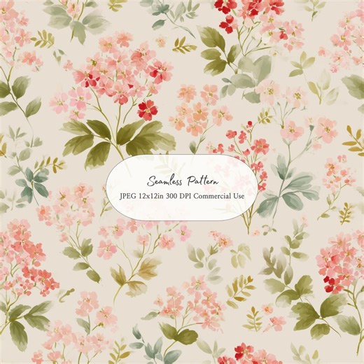 Spring Blossom Seamless Pattern L. Coral Pink Floral Romantic Cottagecore Digital Paper Soft Pink Vintage Botanical Background 12x12in JPEG - Etsy