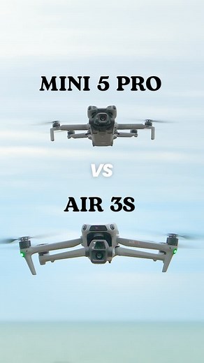 Matthew Brennan | The Drone Creative on Instagram: "DJI Mini 5 Pro vs DJI Air 3s 🚁 Two incredible drones, each packing a 1-inch CMOS sensor for stunning image quality. Both shoot in crisp 4K/60FPS HDR with 14 stops of dynamic range, perfect for capturing sunrise/sunset magic 🌅 The ultra-compact @djiglobal Mini 5 Pro adds a new lossless 2x medium tele mode for closer shots, while the Air 3s features a dual-camera setup with a dedicated 70mm lens for beautiful background compression. 👉 Which on