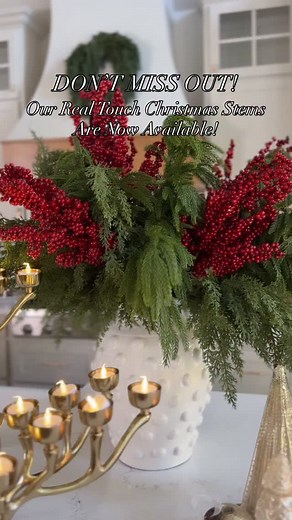 254K views · 14K reactions | High sell-out risk! Comment “HOLIDAY STEMS” and I’ll send you the links to our new Christmas real touch Norfolk pine, cedar, and red berry stems! Our Norfolk and cedar stems are available online in a 3 pack, and in stores as a single stem. The berries are available online only as a pack of 3 branches!! I linked my outfit and my other furniture and decor too! | Mytexashouse | Facebook