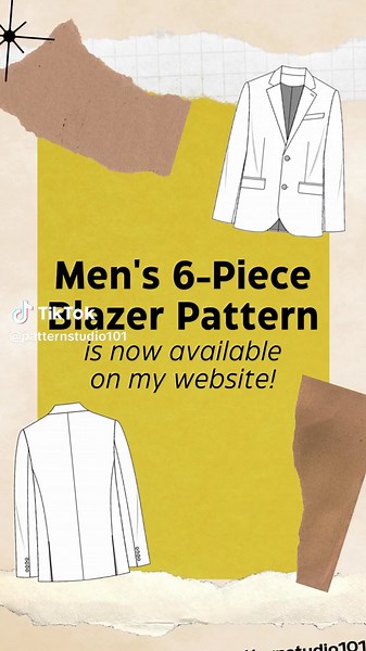 Men's 6-piece Blazer Pattern: double welt with flap, chest welt, notched lapel, and side vent on the back. You can find this digital pattern on my website patternstudio101.com. All the pattern pieces are fully graded. You will have tech packs with a pattern list and spec chart. The pattern is exported in 5 different file formats, so you can open it with any pattern software. Head over to my website patternstudio101.com/patterns . . . . #patterndesign #fashiondesign #patternmaking #drafting #patt