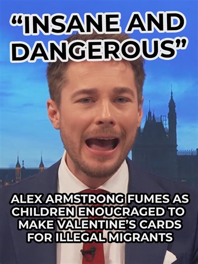 Alex Armstrong fumes after a Green Party councillor encouraged her grandchildren to write Valentine's Day cards for illegal migrants. At an East Sussex County Council meeting this week, Anne Cross announced she supervised her grandchildren to create the romantic cards for adult men housed in the Crowborough migrant camp. Speaking on GB News, Alex called the idea