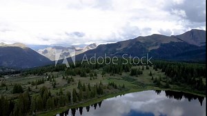 4k Aerial Drone Footage by Lake at Molas Pass Durango Silverton Western Colorado San Juan Mountains