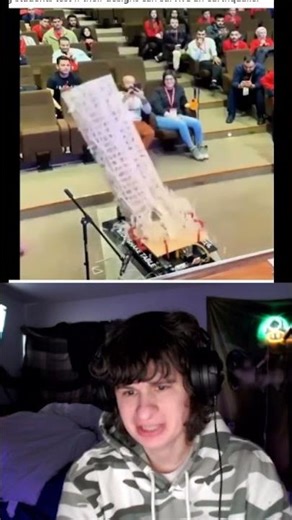 "Engineering students test if their designs can survive an earthquake."