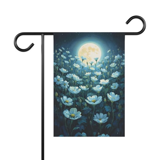 Moon Garden Enchanted Floral 12"x18" Double-sided Moonlight Garden Art Flag, Night Garden Decor, Celestial Moon Yard Art, Moon Gardener Gift - Etsy