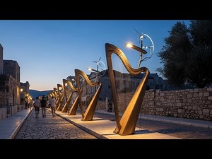 Innovative Wind Harps in Greece transform wind into Melodies and sustainable Streetlight