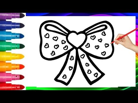 Cute Ribbon Drawing and Coloring for Kids | Easy Art Tutorial
