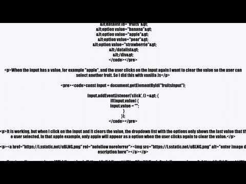 Clear a input value and also reset the datalist option dropdown when clicked