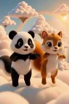 ☁️🐼🐿️ Cloud Kingdom Race! Fun Sky Adventure ✨🌈 #hafizaistory #pandacartoon #kidsanimation #squirrel,