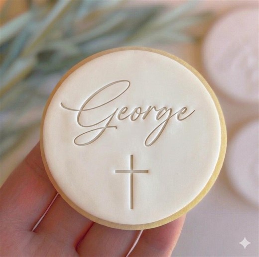 CUSTOM Name + Cross - First Holy Communion- Baptism - Fondant Stamp Cutter - Decorating Cupcakes or Cookies Biscuit, Stencil & Debosser - Etsy