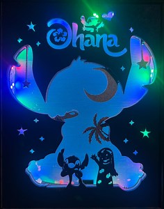 Ohana Lilo and Stitch Lightbox Dxf, Cdr, Svg and Ai Mdf 3mm Multislayer Multilayers Lilo and Stitch Mdf 3mm - Etsy