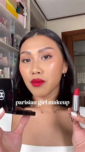 Parisian Girl Makeup Tutorial with Smudge Red Lip