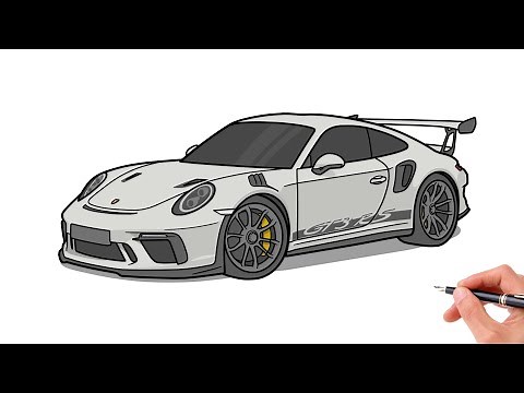 How to draw a PORSCHE 911 GT3 RS 2018 / drawing porsche 911 991 2019 sports car