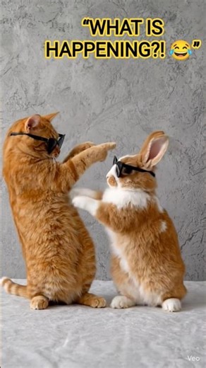 When a Cat and a Rabbit Start Dancing 😂🐱🐰
