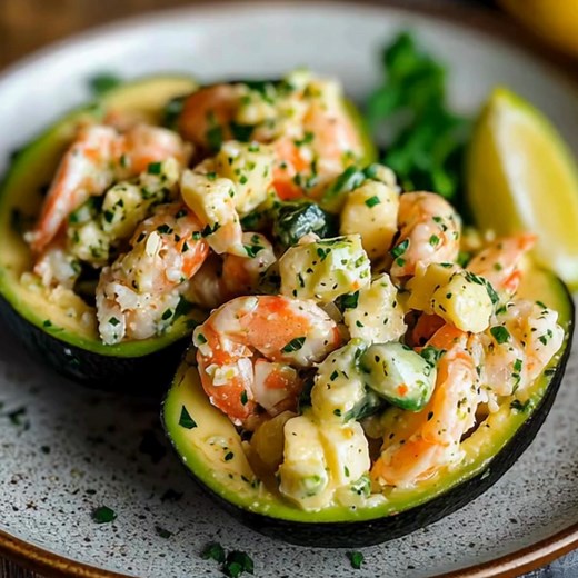 Avocat farci à la salade de crevettes et crabe | Delice Recette