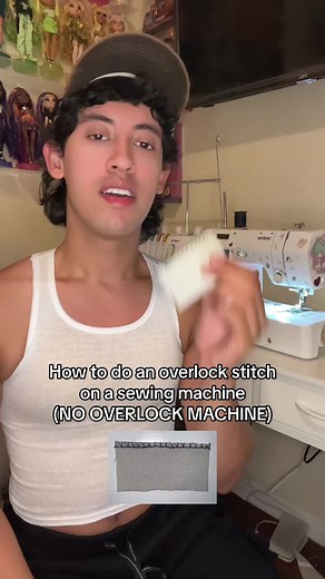 How to do an overlock stitch on a sewing machine FOR SEWING BEGINNERS! #sewingtiktok #sewingtutorial #sewingforyoupage