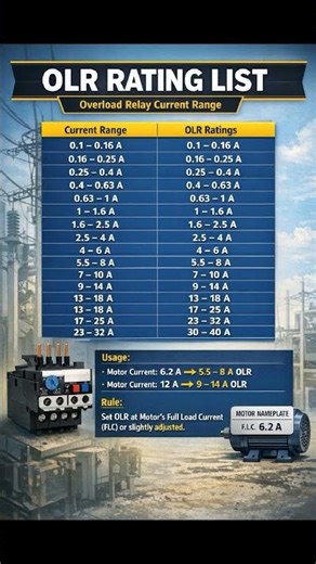 (OLR) over load relay rating list #electrical