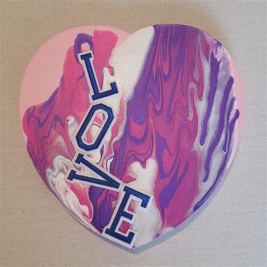 Love Original Paint Pour Artwork Heart Acrylic Painting Unique Home Gift - Etsy