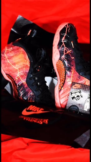 Intro on Instagram: "Nike Air Foamposite one ‘Upside Down’ 02/27/2026 first come first serve Featuring a black-to-red gradient, this collaboration highlights Vecna-inspired, themed packaging, inverted logos, and “found you” text under the tags, designed as a tribute to the series. #strangerthings #foamposite #sale #nike #cleveland"