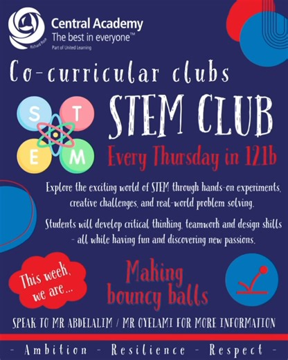 1.1K views |  퓢퓣퓔퓜 퓒퓵퓾퓫 離✨ This week, we're diving into the science of polymers by making our very own bouncy balls!  易 Learn about chemical reactions 理 Get hands-on with fun experiments  Build creativity and problem-solving skills  Don’t miss out — join us and let’s make science bounce! ‍‍ #STEMClub #CentralToYourSuccess #HandsOnLearning #CoCurricular | Central Academy | Facebook