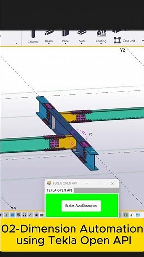 TEKLA OPEN API-Auto Dimension Bracket using Tekla Open API #teklastructures #teklaopenapi #autocad