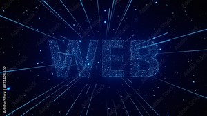 A web animation with particles creating the word web in a digital space. Web development internet concept. 3d animation loop of 4K Stock Video