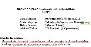 RPP Teknologi Informasi dan Komunikasi (TIK) Kelas 5 SD Smester 1