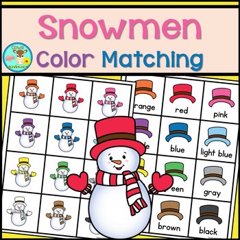 Winter Snowman Theme - Color Recognition Task Card Activity - Matching Colors