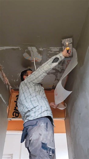 This is how ceiling plastering is done. #construction #satisfying #diy