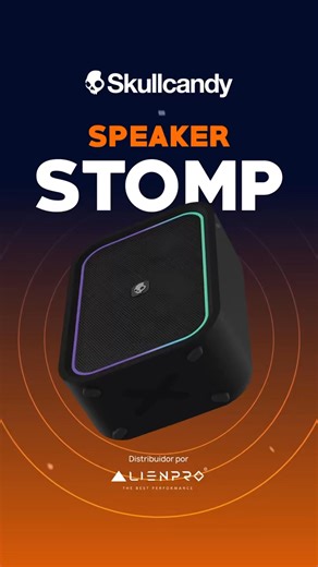 De $3,199 a $2,799 ⚡️ Skullcandy STOMP Party Speaker. 💦 Potente, resistente al agua y con luces LED al ritmo de la música. 🔋 Hasta 12 h de batería conexión Multi-Link. 👉 https://bit.ly/SkullcandyStomp | Alienpro