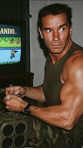 Arnold Schwarzenegger playing commando in 1980🔥
