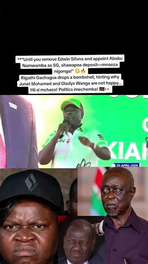 **“Until you remove Edwin Sifuna and appoint Ababu Namwamba as SG, sitawapea deposit—mnaeza nigonga