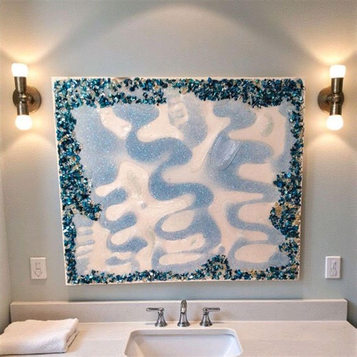 Resin Crystal Artwork: Metallic Aqua Blue-green Hanging Decor - Etsy