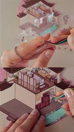 Deko Elemente im 3D Sticker Set „Kirschblütenhaus der süßen Häschen“ #3dstickerscene #bastelideen